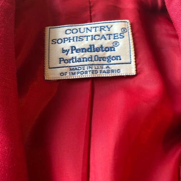 Vintage Country Sophisticates by Pendleton one button oversized red blazer - Picture 2 of 10
